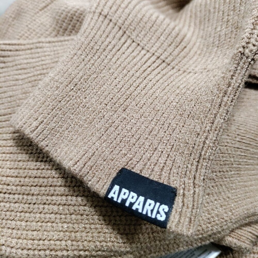 Apparis Women's Tan Oversized Cropped Ribbed Knit Button-Up Cardigan Size Medium - Picture 7 of 15